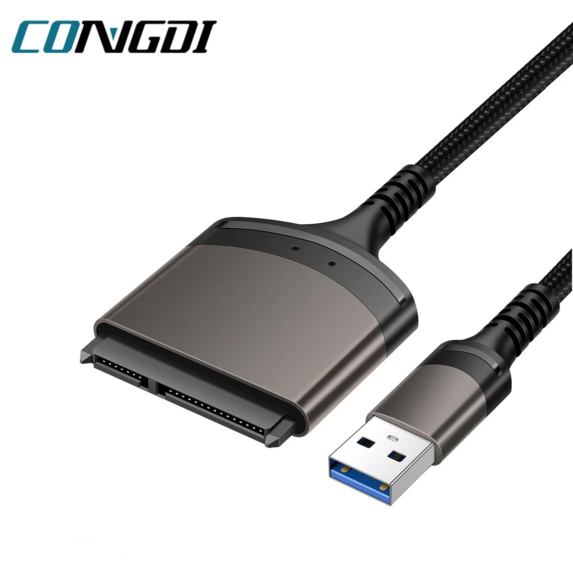 Адаптер жесткого диска USB 3.0 на SATA III для 2,5-дюймового жесткого диска SSD, алюминиевый корпус, преобразователь передачи данных по нейлоновому кабелю Type C на Sata-кабель