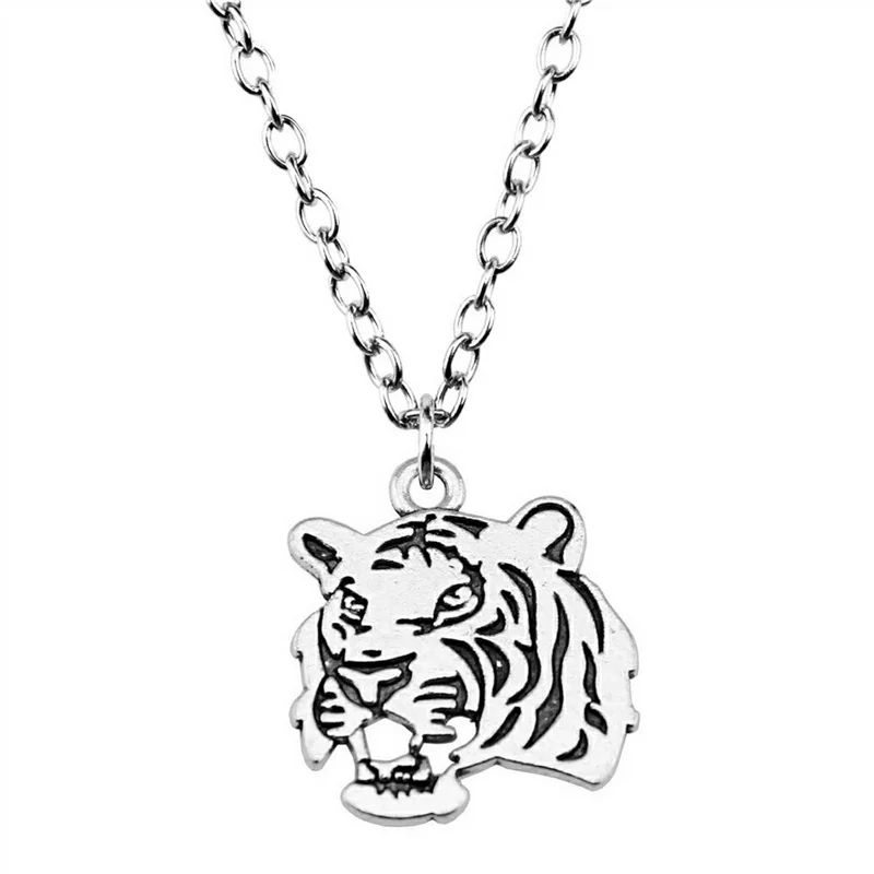 Модное ожерелье с подвеской в виде животного Тигра цвета античного серебра, цепочка в стиле панк-рок, ювелирные изделия для женщин, мужчин, подарки для бойфренда