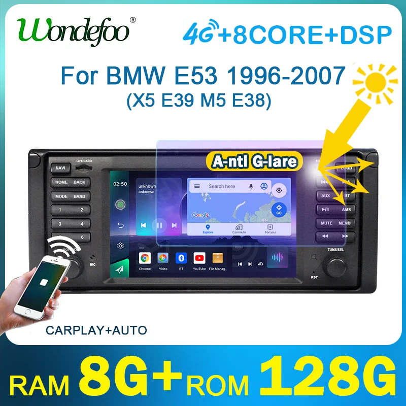 2 din Android 11 автомобильный радиоприемник стерео экран для BMW X5 E53 5 серии E39 M5 1996-2007 Carplay Интеллектуальная система видеоплееры 2DIN