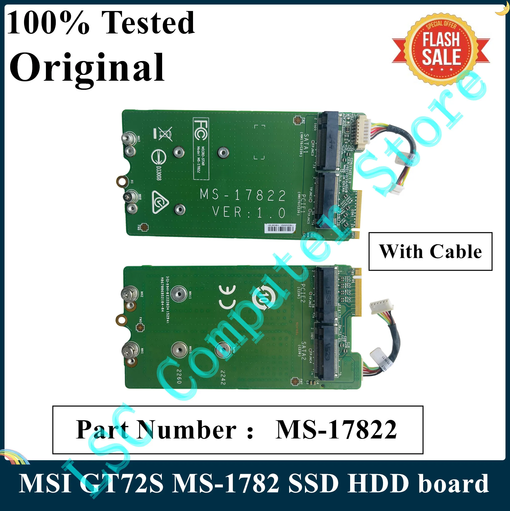 LSC Оригинал для MSI GT72S MS-1782 SSD HDD Интерфейсная плата ЖЕСТКОГО ДИСКА С КАБЕЛЕМ 2 M.2 ПОРТА NVME SATA + 2 ПОРТА PCI-E MS-17822