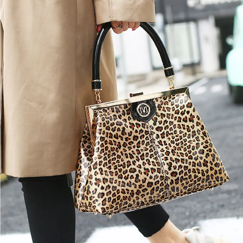 2023 Новые модные леопардовые женские сумки Европейского дизайна из лакированной кожи, женские сумки через плечо, брендовая роскошная сумка через плечо для девочек