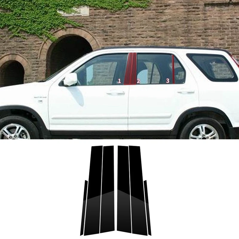 6ШТ Автомобильная оконная дверная колонна, накладка на стойку, наклейка на стойку, Аксессуары для замены Honda CRV CR-V 2004 2005 2006