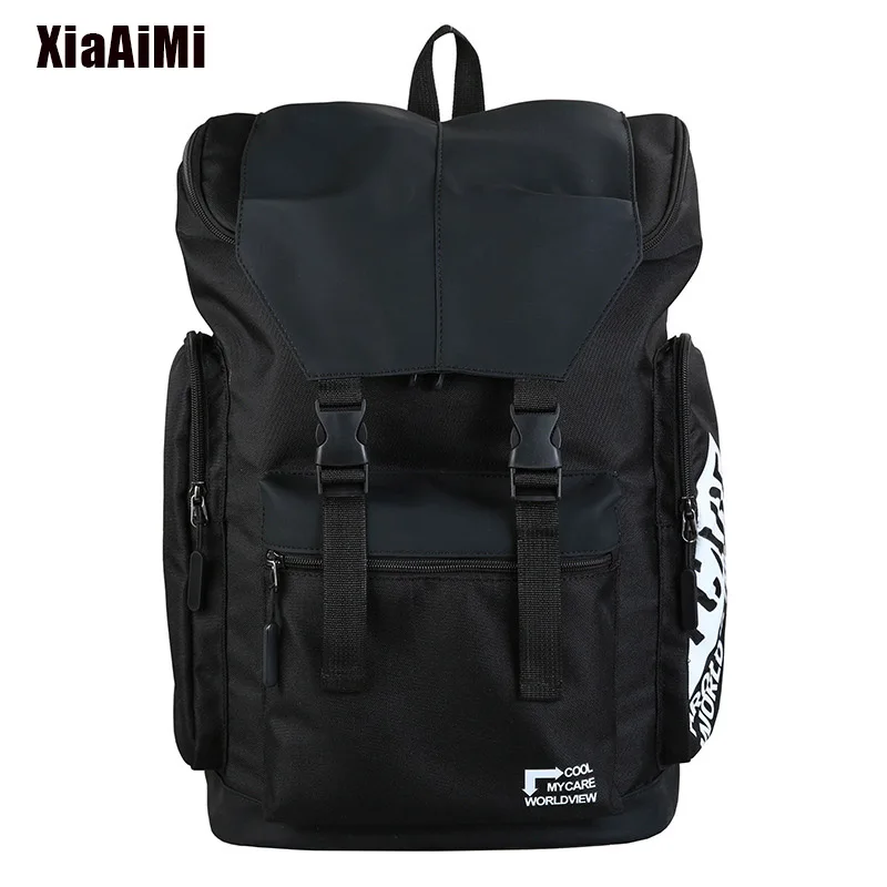 Новый мужской модный рюкзак для занятий спортом на открытом воздухе, водонепроницаемый Черный рюкзак на молнии, сумка для ноутбука большой емкости для мужчин