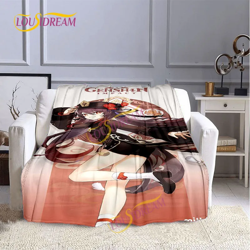 Одеяло Genshin Impact Диван-кровать теплое плюшевое одеяло для детей, теплое одеяло для спальни, одеяло для игрового коврика