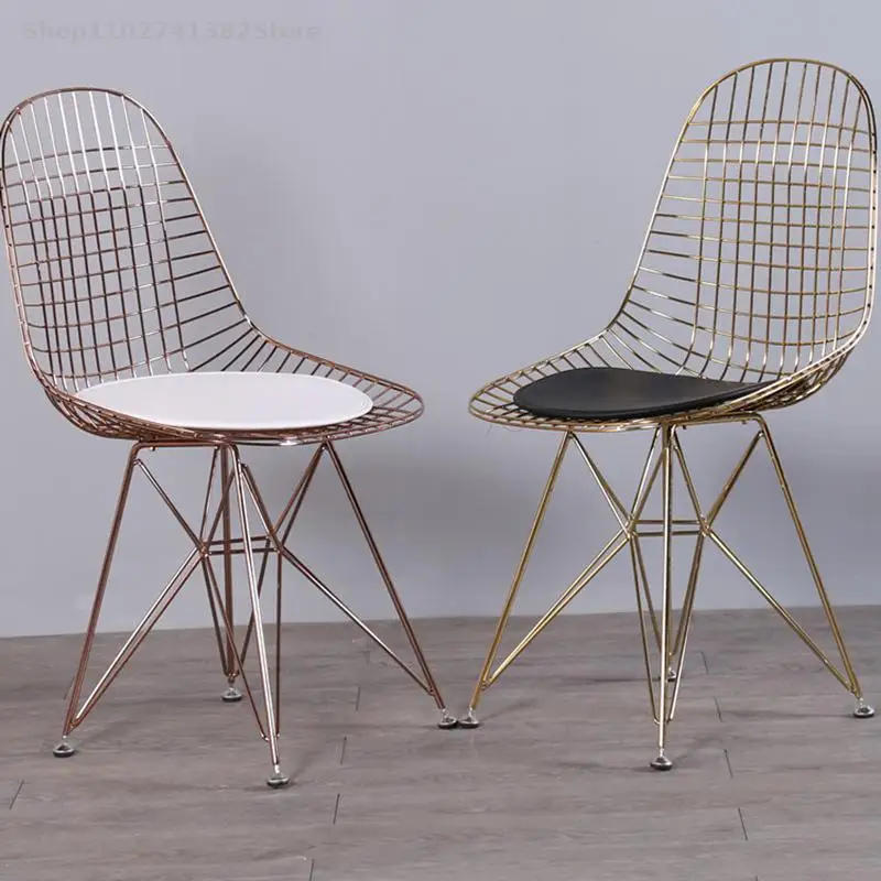 Обеденные стулья из золотистого металла, современный скандинавский минимализм, Дизайн обеденных стульев для гостиной на балконе, Шезлонги, мебель для зала