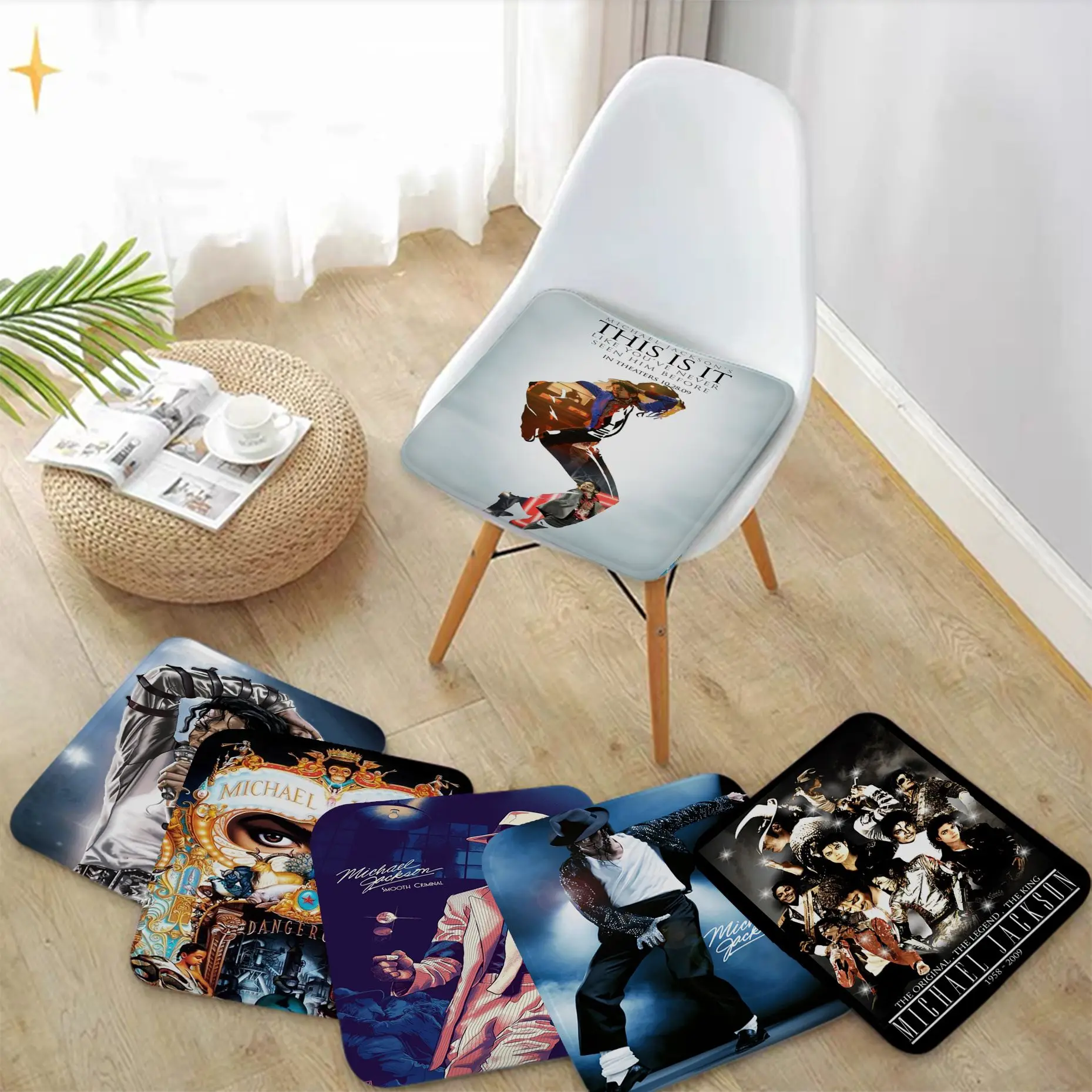 Известный классический танцор Певец Майкл Джексон Портрет Современная подушка для стула в минималистском стиле Мягкое Офисное сиденье Дышащее