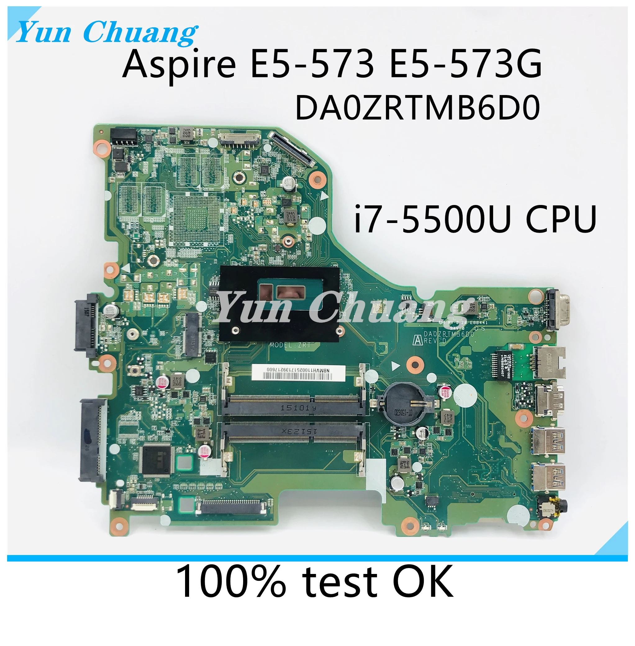 DA0ZRTMB6D0 материнская плата для ноутбука Acer Aspire E5-573 E5-573G материнская плата с процессором I7-5500U DDR3L 100% тест В порядке