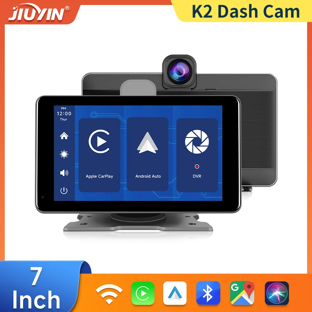 Универсальный 7-дюймовый автомобильный видеорегистратор Android Auto Wireless CarPlay WiFi AUX Dash Cam, автомобильное радио FM, камера заднего вида, видеомагнитофон, приборная панель